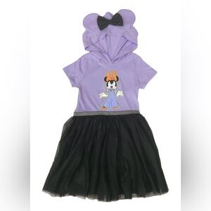 Disney Girls Purple & Black Minnie Mouse Tulle Halloween Dress Size XS 4-5